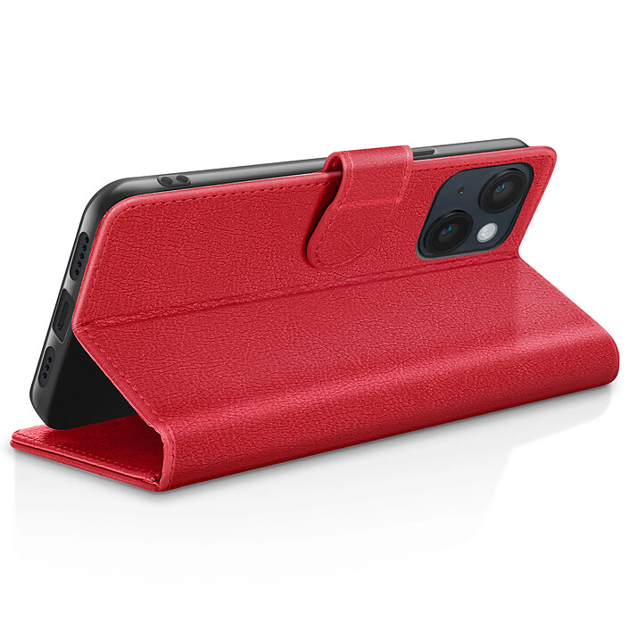 Avis Zanaé Étui Portefeuille pour iPhone 14 Support et Languette Magnétique Rouge