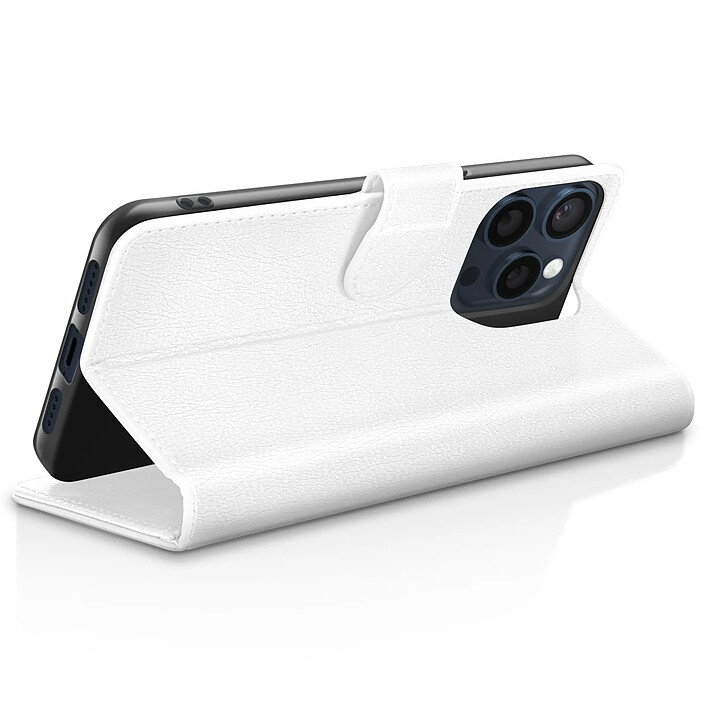 Avis Zanaé Étui Portefeuille pour iPhone 15 Pro Fonction Support et Languette Magnétique Blanc