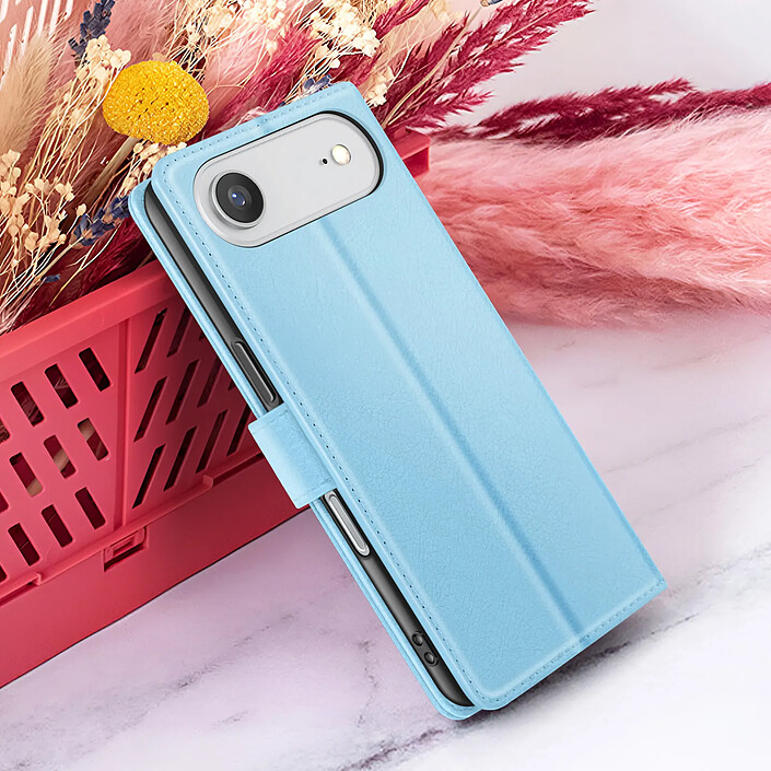 Zanaé Étui Portefeuille pour iPhone 17 Air Fonction Support et Languette Magnétique Bleu clair pas cher