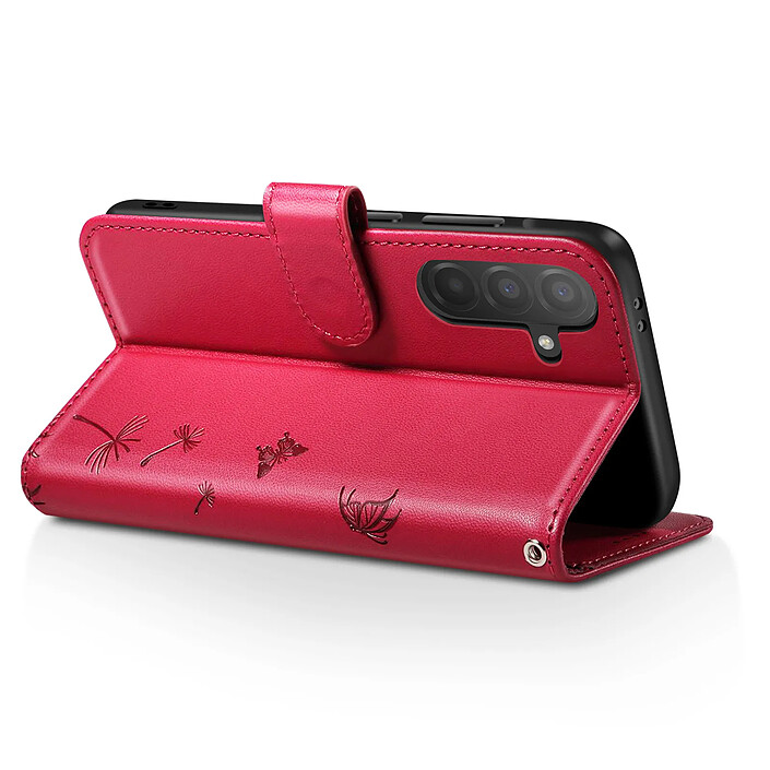 Avis Zanaé Étui Portefeuille pour Galaxy A56 / A36 Premium Design Fleurs Papillon Rouge