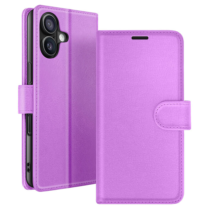 Zanaé Étui Portefeuille pour iPhone 16 Support et Languette Magnétique Violet