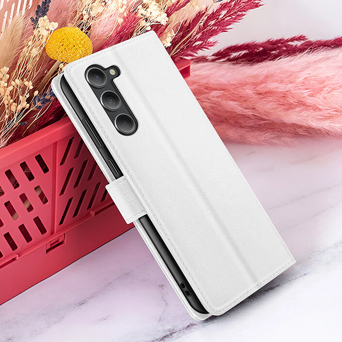 Zanaé Étui Portefeuille pour Galaxy S23 Plus avec Support et Languette Magnétique Blanc pas cher