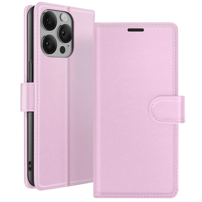 Zanaé Étui Portefeuille pour iPhone 14 Pro Max Support et Languette Magnétique Rose