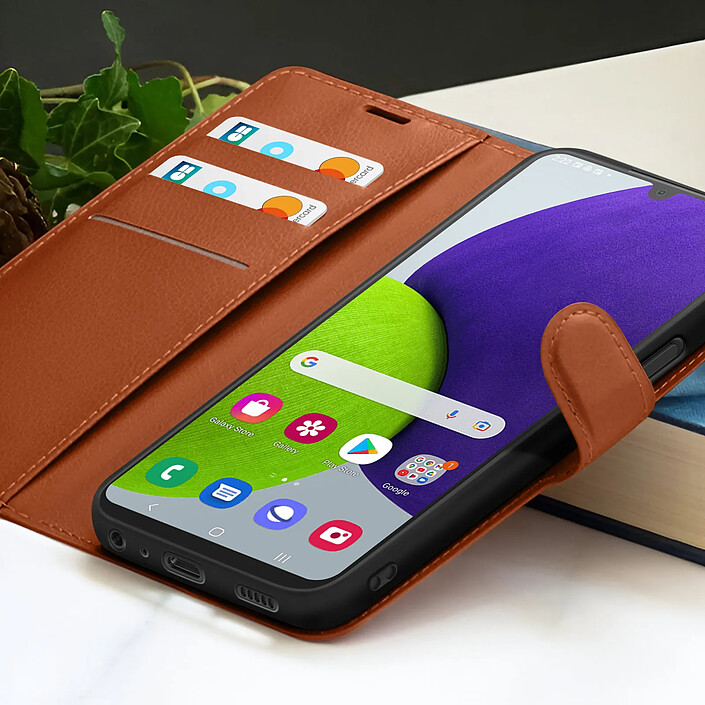 Acheter Zanaé Étui Portefeuille pour Galaxy M22 / M32 / A22 Support et Languette Magnétique Marron