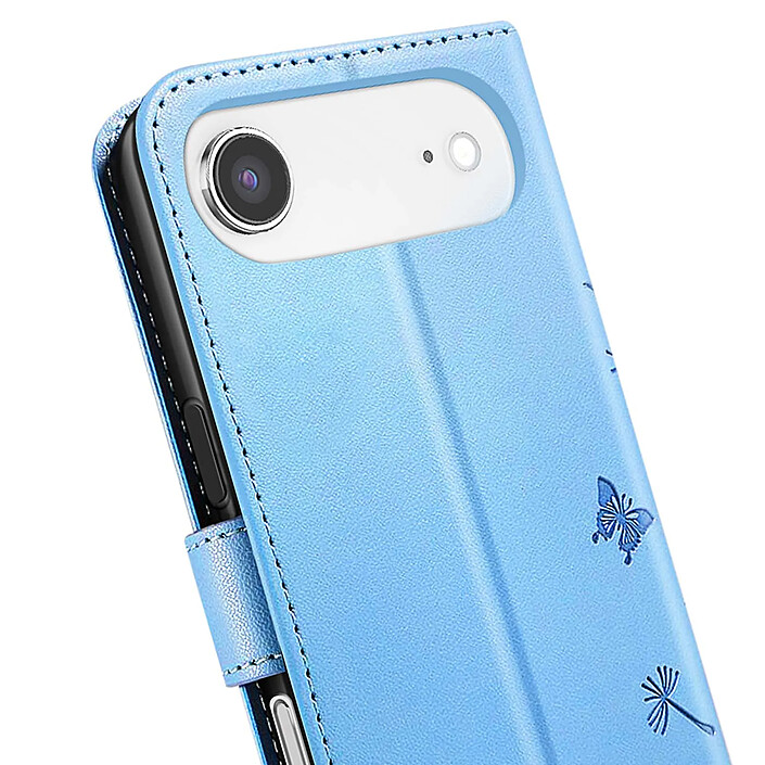 Zanaé Étui Portefeuille pour iPhone Air Premium Design Fleurs Papillon Bleu clair pas cher