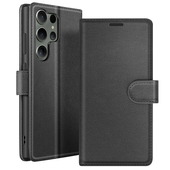 Zanaé Étui Portefeuille pour Galaxy S23 Ultra avec Support et Languette Magnétique Noir