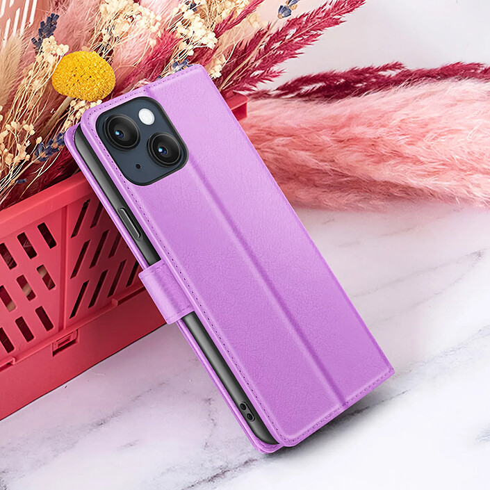 Zanaé Étui Portefeuille pour iPhone 14 Plus Support et Languette Magnétique Violet pas cher