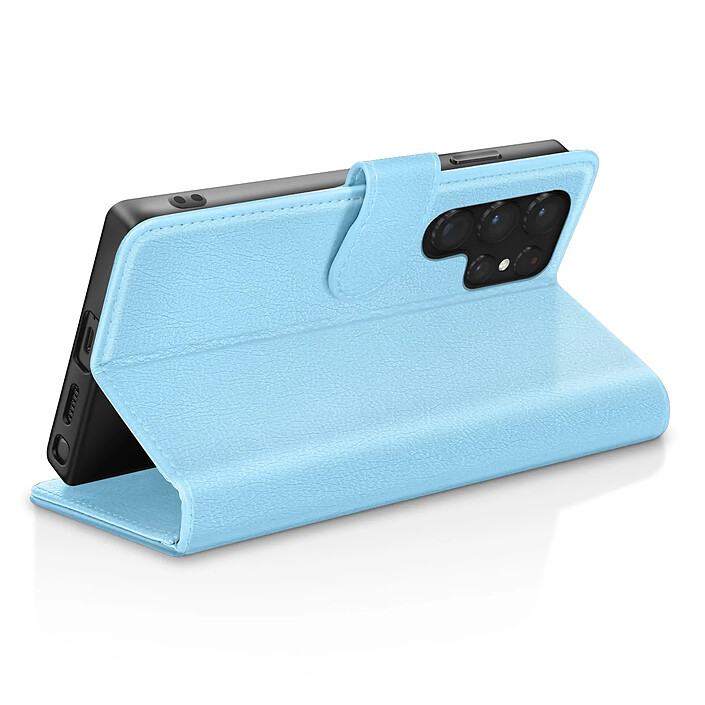 Avis Zanaé Étui Portefeuille pour Samsung Galaxy S22 Ultra Support et Languette Bleu