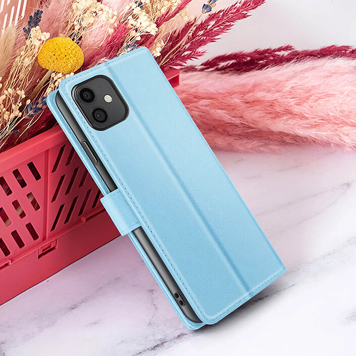 Zanaé Étui Portefeuille pour iPhone 11 Support et Languette Magnétique Bleu clair pas cher