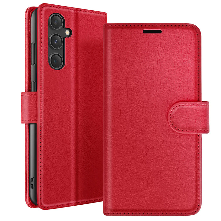 Zanaé Étui Portefeuille pour Galaxy S23 FE Fonction Support et Languette Magnétique Rouge