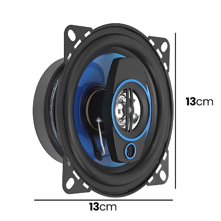 Avizar Haut-parleur Automobile 5 pouces 13x13cm 400W Aimant en Ferrite Sensibilité 88dB Noir / Bleu pas cher