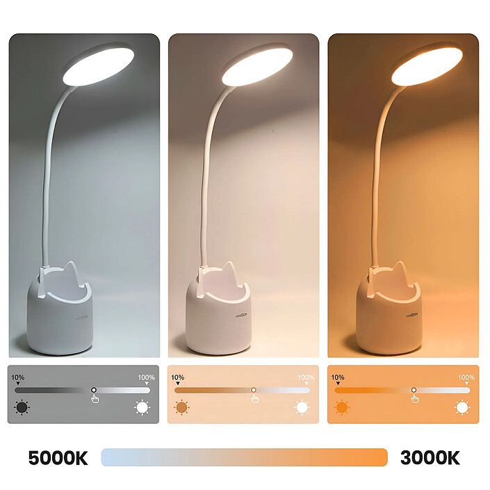 Avis Max excell Lampe LED de Bureau Sans Fil avec Pot à Crayons et Support Téléphone Blanc