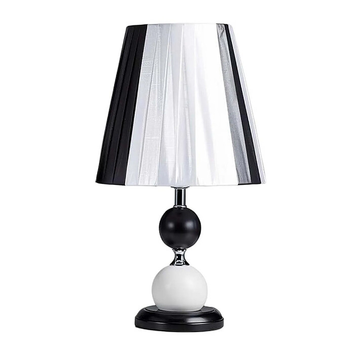 Avizar Lampe de Table LED Culot E27 avec Variateur d'Intensité et Abat-Jour en Tissu Noir / Blanc