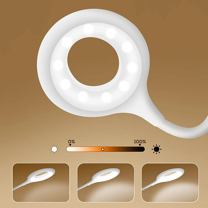 Acheter Max excell Lampe LED de Bureau Ring Light avec Base Tactile Multifonction Blanc