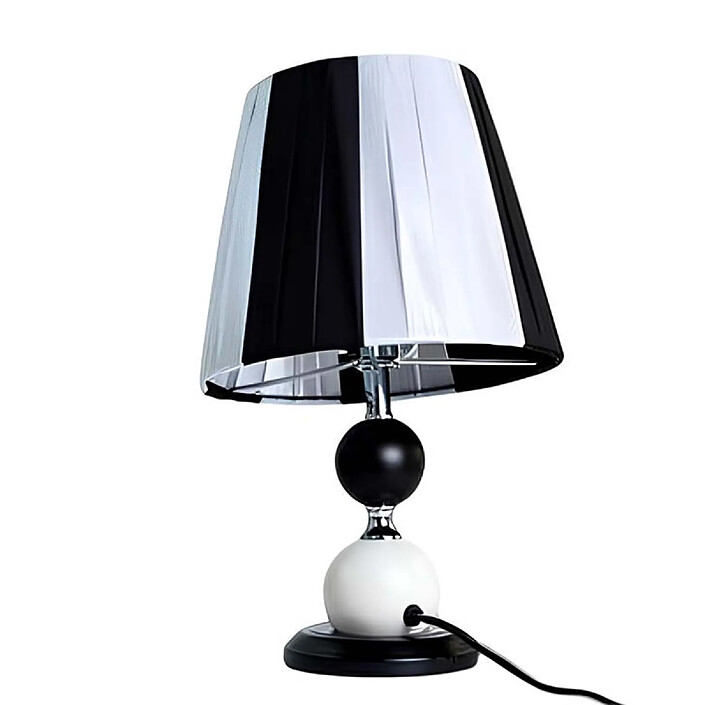 Avizar Lampe de Table LED Culot E27 avec Variateur d'Intensité et Abat-Jour en Tissu Noir / Blanc pas cher