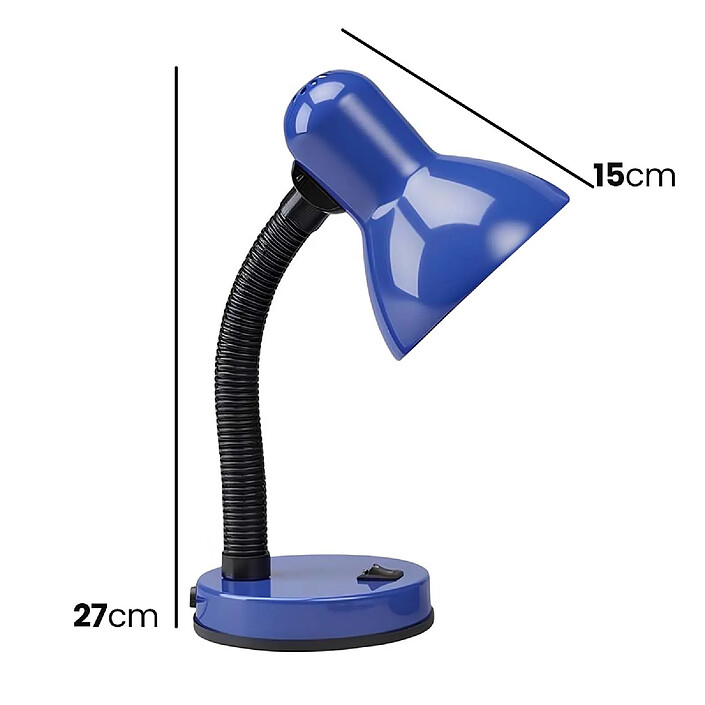 Acheter Avizar Lampe de Table Orientable Compatible E27 40W avec Bras Flexible et Interrupteur Noir / Bleu