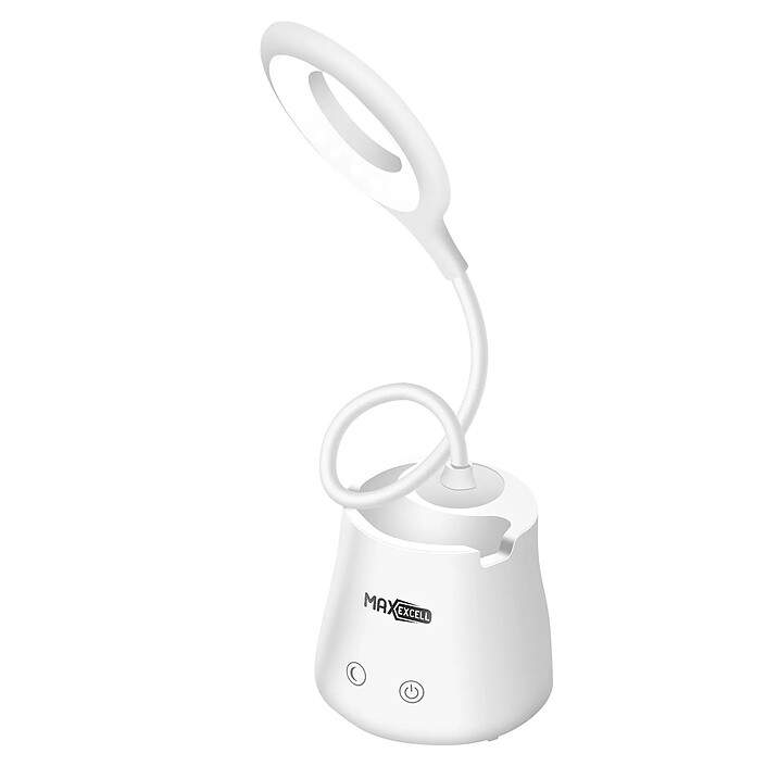 Max excell Lampe LED de Bureau Ring Light avec Base Tactile Multifonction Blanc