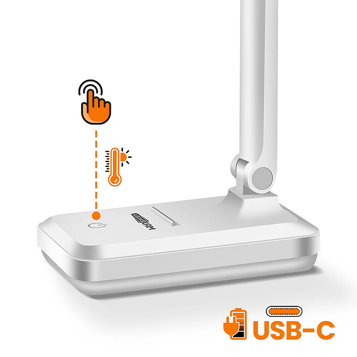 Acheter Max excell Lampe LED Bureau Pliable Rechargeable Tactile avec Support Intégré Blanc
