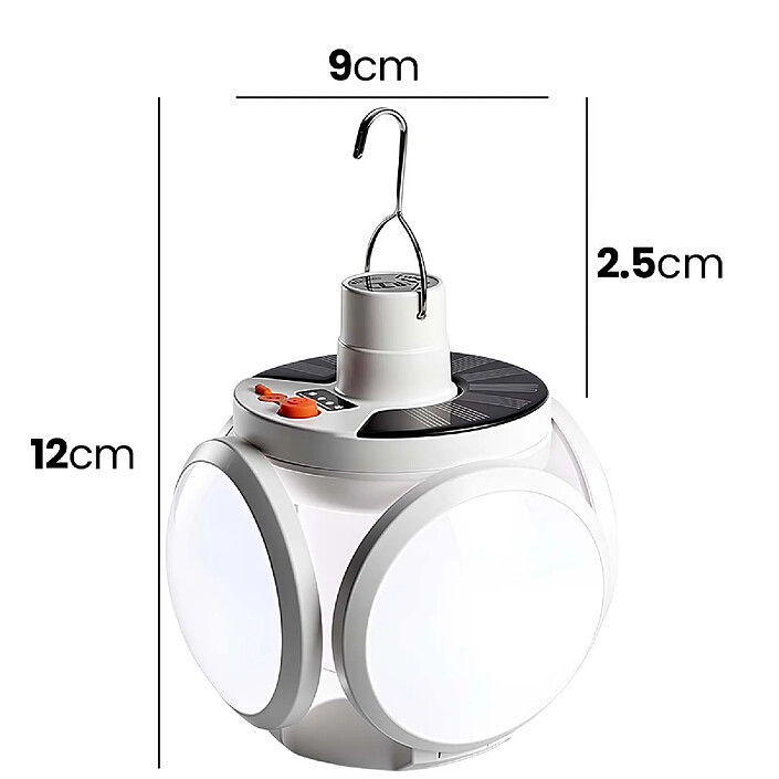Avizar Lampe LED 3W Intérieur / Extérieur Recharge USB et Solaire Blanc pas cher