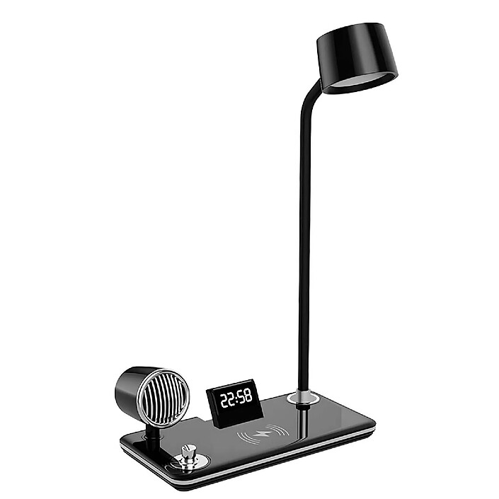 Avizar Lampe de table LED 3-en-1 avec Haut-parleur Bluetooth et Station de Charge Noir