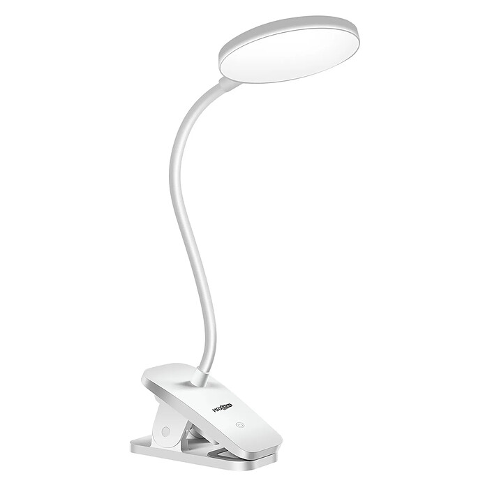 Max excell Lampe de Bureau LED Flexible à 360° Sans Fil avec Fixation à Pince Blanc