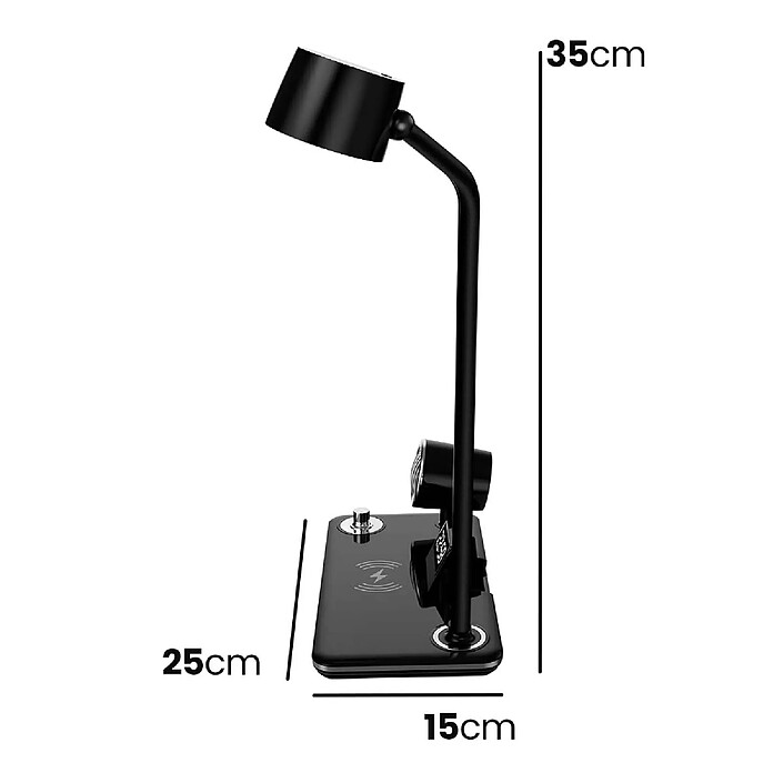 Acheter Avizar Lampe de table LED 3-en-1 avec Haut-parleur Bluetooth et Station de Charge Noir