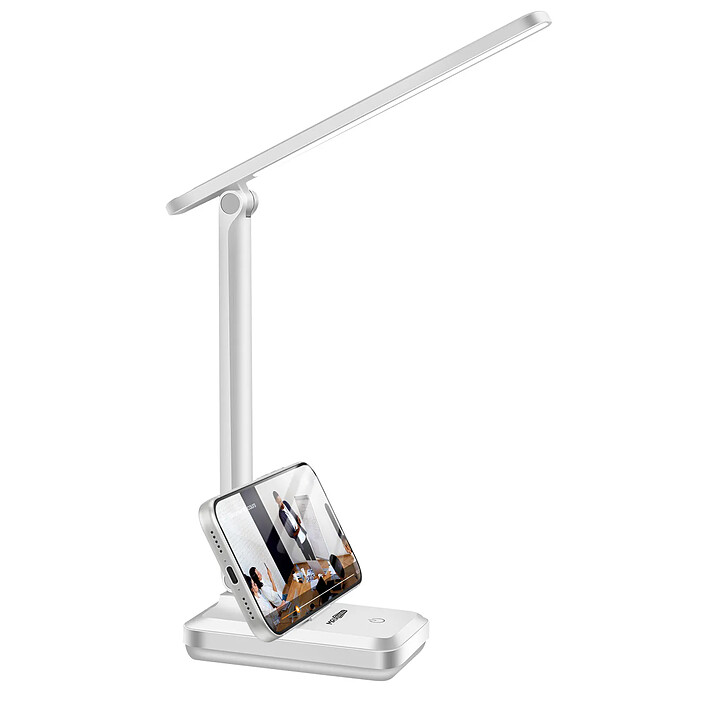 Max excell Lampe LED Bureau Pliable Rechargeable Tactile avec Support Intégré Blanc