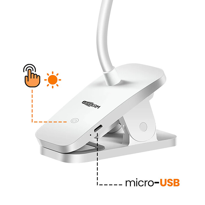 Avis Max excell Lampe de Bureau LED Flexible à 360° Sans Fil avec Fixation à Pince Blanc