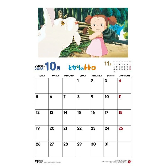 Mon Voisin Totoro - Calendrier Mon Voisin Totoro 2026 en français pas cher