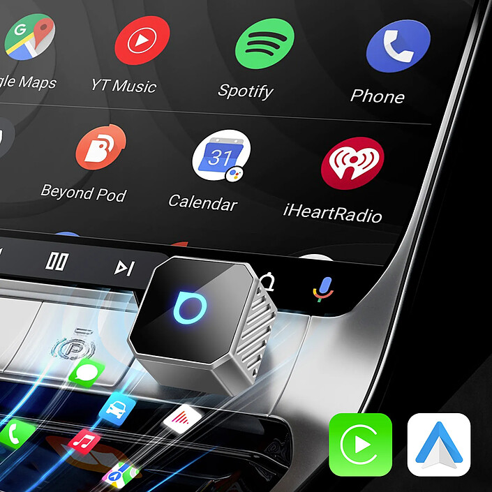 Avizar Adaptateur Mini Ottocast USB / USB-C pour CarPlay et Android Auto Sans fil pas cher