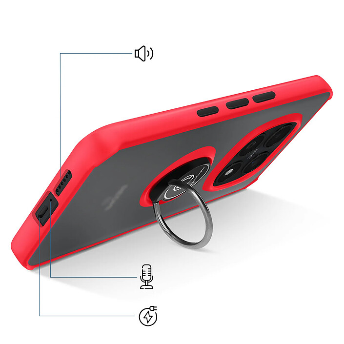 Acheter Avizar Coque pour Redmi Note 15 avec Anneau Magnétique Rotatif et Finition Givrée Rouge