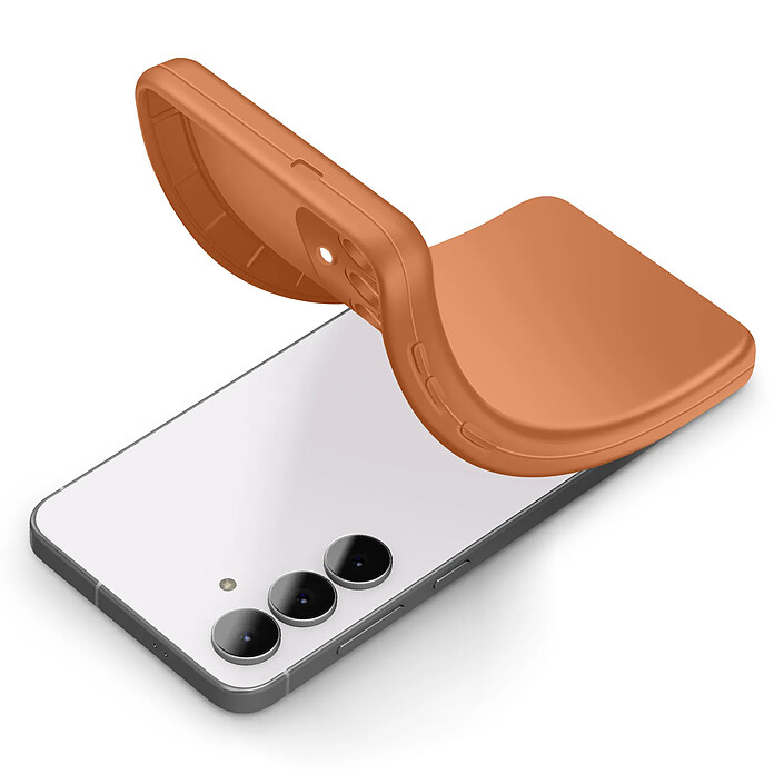 Avizar Coque pour Galaxy S25 FE en Silicone Souple avec Renfort Bloc Caméra Marron pas cher