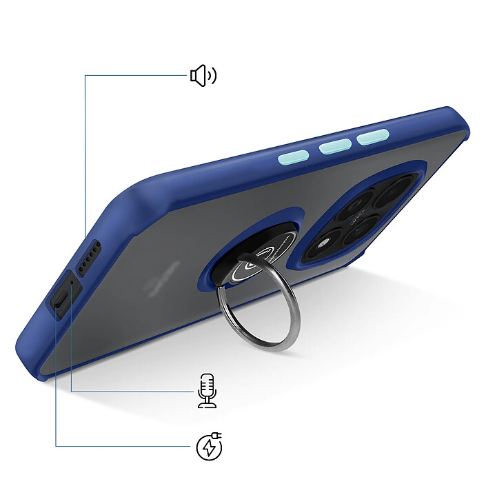 Acheter Avizar Coque pour Redmi Note 15 avec Anneau Magnétique Rotatif et Finition Givrée Bleu