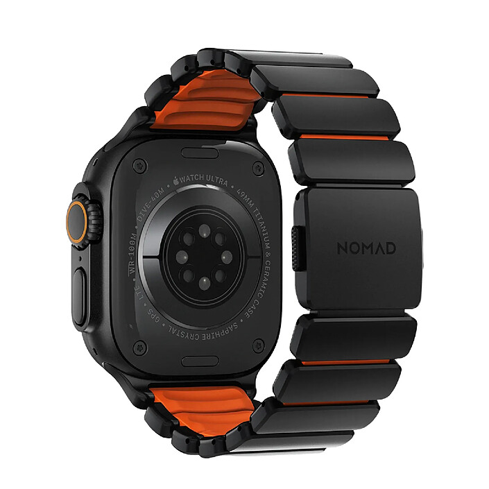 Nomad Bracelet Sport Renforcé pour Watch 49mm avec Fermoir Magnétique Noir / Orange