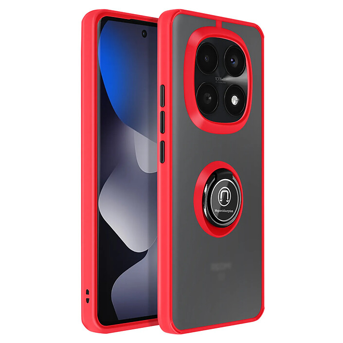 Avizar Coque pour Redmi Note 15 avec Anneau Magnétique Rotatif et Finition Givrée Rouge