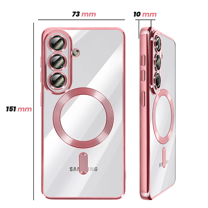 Avis Avizar Coque pour Galaxy S26 MagSafe Souple Antichocs avec Contour Chromé Fuchsia