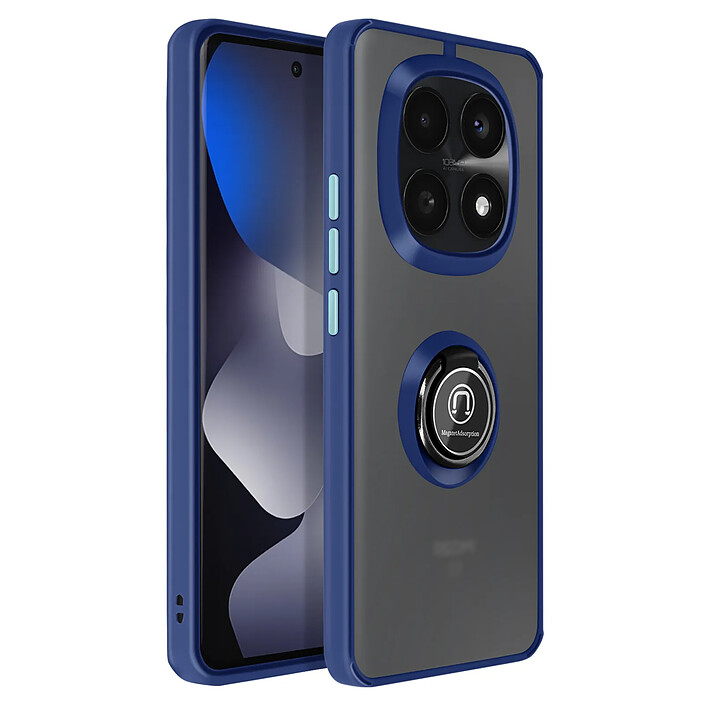Avizar Coque pour Redmi Note 15 avec Anneau Magnétique Rotatif et Finition Givrée Bleu