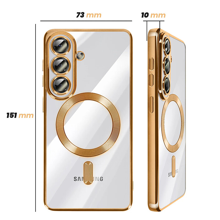 Avis Avizar Coque pour Galaxy S26 MagSafe Souple Antichocs avec Contour Chromé Dorée