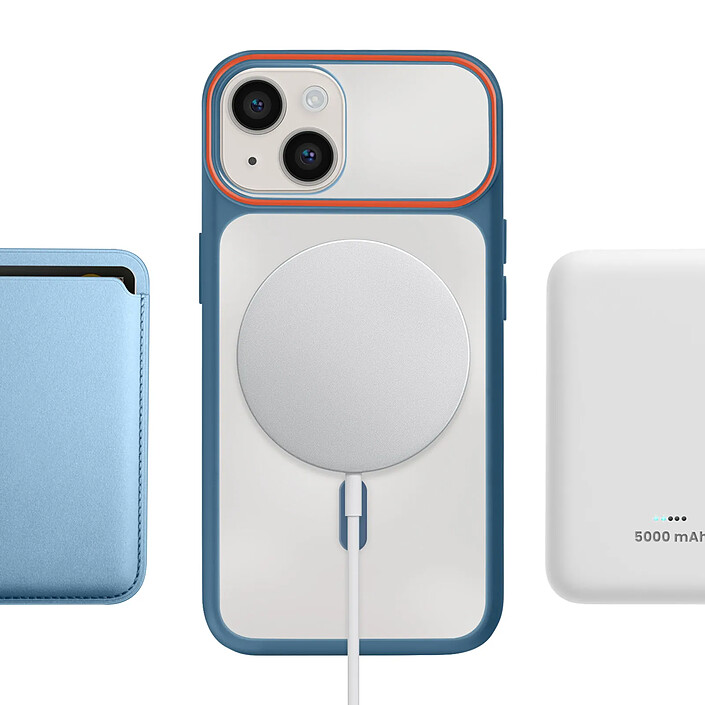 Avizar Coque MagSafe pour iPhone 13 / 14 Dos Fumé avec Cadre en Silicone Renforcée pas cher