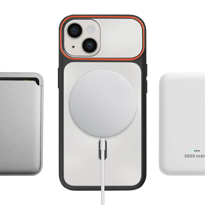 Avizar Coque MagSafe pour iPhone 13 / 14 Dos Fumé avec Cadre en Silicone Renforcée pas cher