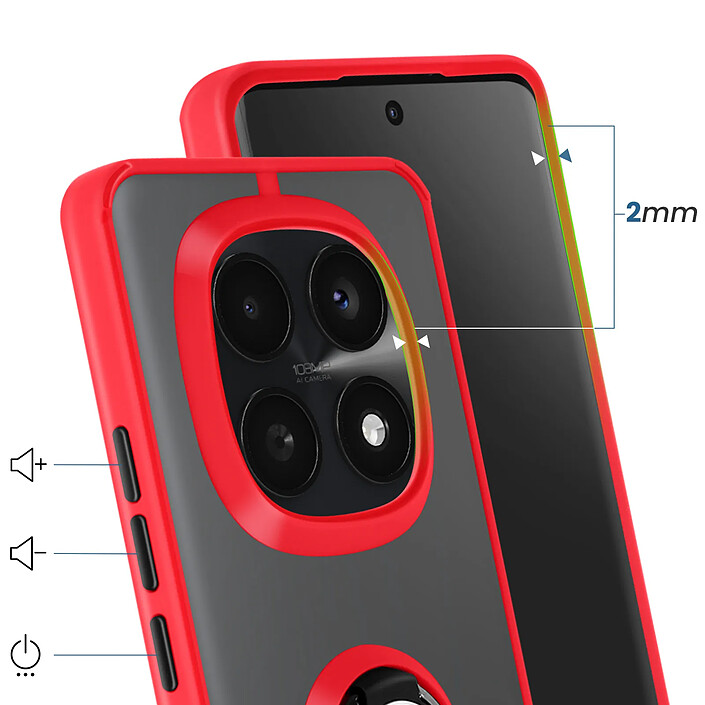 Avis Avizar Coque pour Redmi Note 15 avec Anneau Magnétique Rotatif et Finition Givrée Rouge