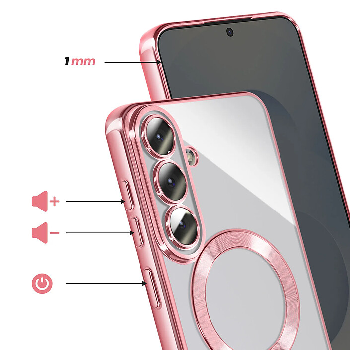 Acheter Avizar Coque pour Galaxy S26 MagSafe Souple Antichocs avec Contour Chromé Fuchsia