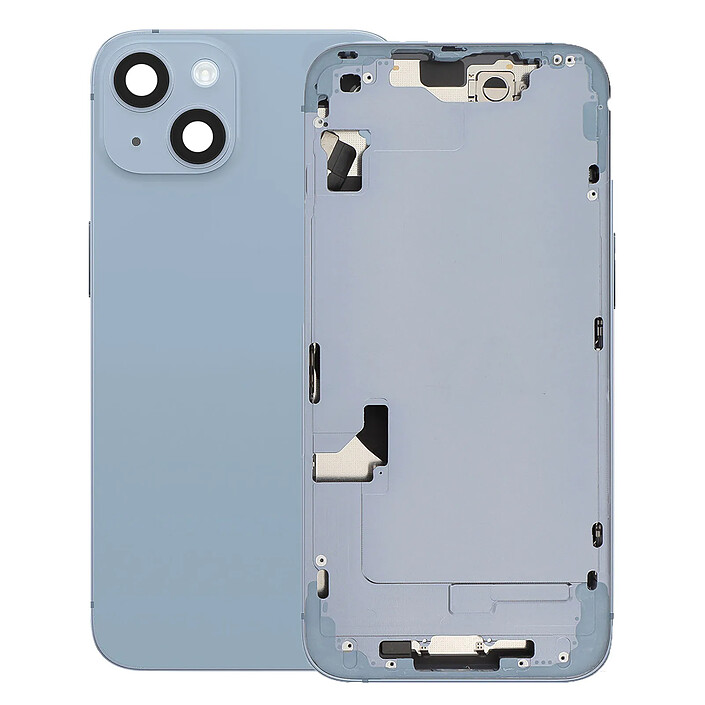 Clappio Châssis Complet pour iPhone 14 avec Vitre Arrière et Lentilles Caméra Bleu