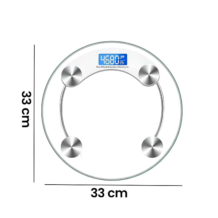 Acheter Avizar Balance Électronique En Verre Trempé 180 Kg Forme Rond Avec Écran LCD