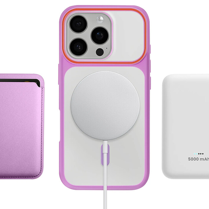 Avizar Coque MagSafe pour iPhone 16 Pro Protection Bi-matière Dos Rigide Violet pas cher