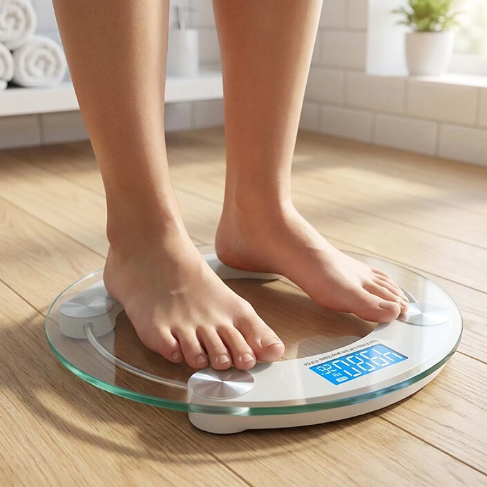 Avis Avizar Balance Électronique En Verre Trempé 180 Kg Forme Rond Avec Écran LCD