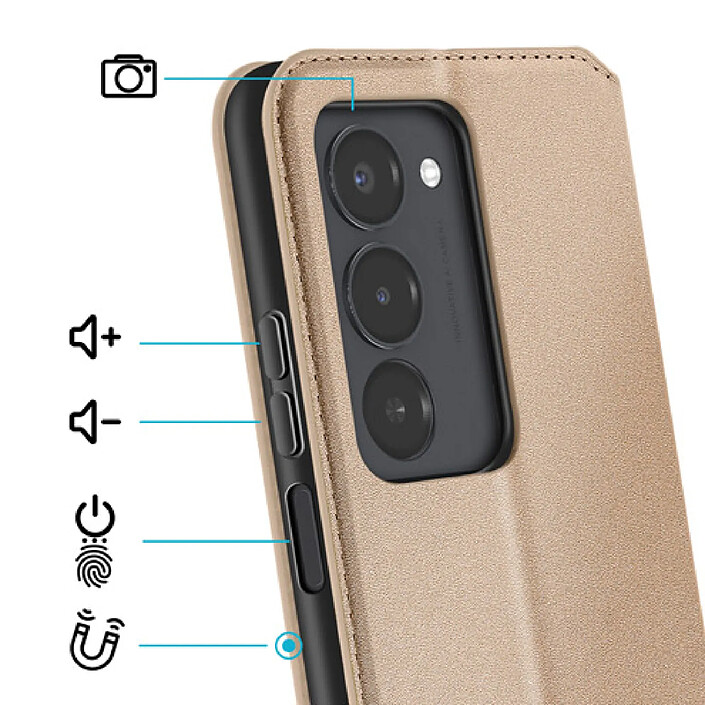 Avis Avizar Étui pour Xiaomi Redmi 15 5G Séries Classic avec Porte-carte et Support Vidéo Dorée