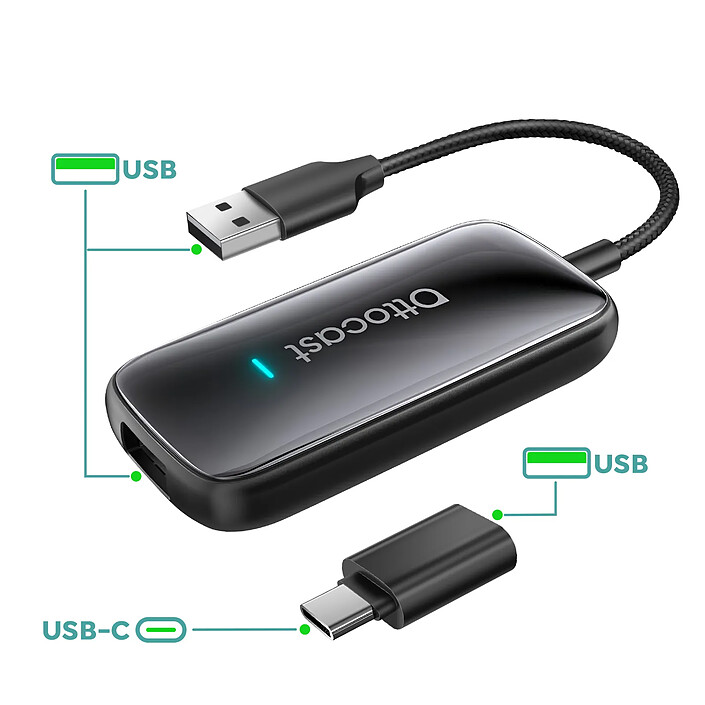 Avis Avizar Adaptateur sans fil Ottocast USB et USB-C pour CarPlay et Android Auto