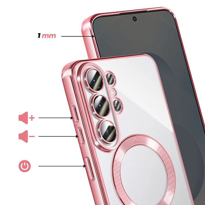 Acheter Avizar Coque pour Galaxy S26 Ultra Compatible MagSafe avec Contour Chromé Fuchsia