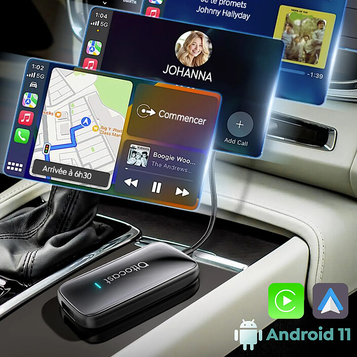 Avizar Adaptateur sans fil Ottocast USB et USB-C pour CarPlay et Android Auto pas cher